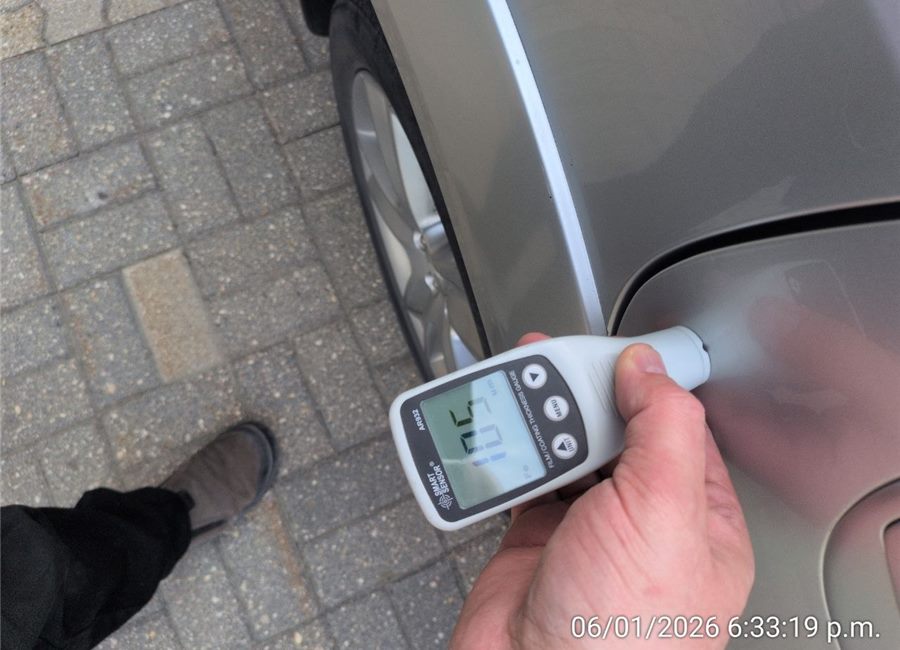 Paint thickness measurement on vehicle fender